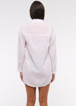 A&F TIE-FRONT SHIRT DRESS COVERUP - MEDIUM - NEW