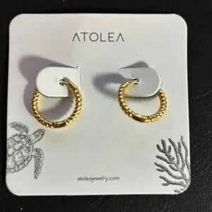 ATOLEA TWISTED HOOPS EARRINGS, STAINLESS STEEL - 18K PLATED
