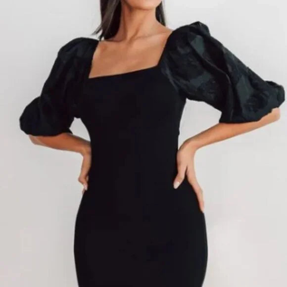 BALTIC BORN - WEYLAND BODYCON MIDI DRESS, BLACK SMALL