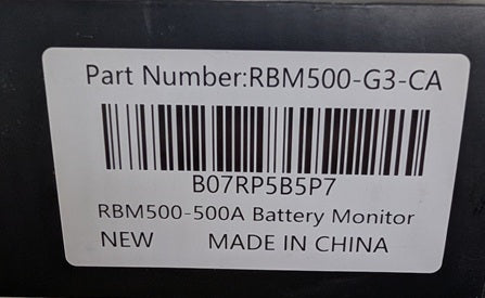 Renogy 500A Battery Monitor with Shunt - RBM500-G3-CA - NEW