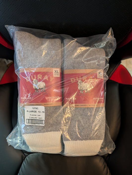 2 PACKS OF DURAY BOREAL SOCKS - (3-PACK) MEN'S XLARGE (12-14.5)