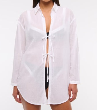 A&F TIE-FRONT SHIRT DRESS COVERUP - MEDIUM - NEW