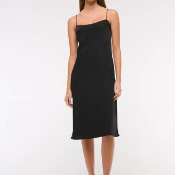 A&F JULIA SLIP MIDI DRESS - BLACK - LARGE PETITE - NEW