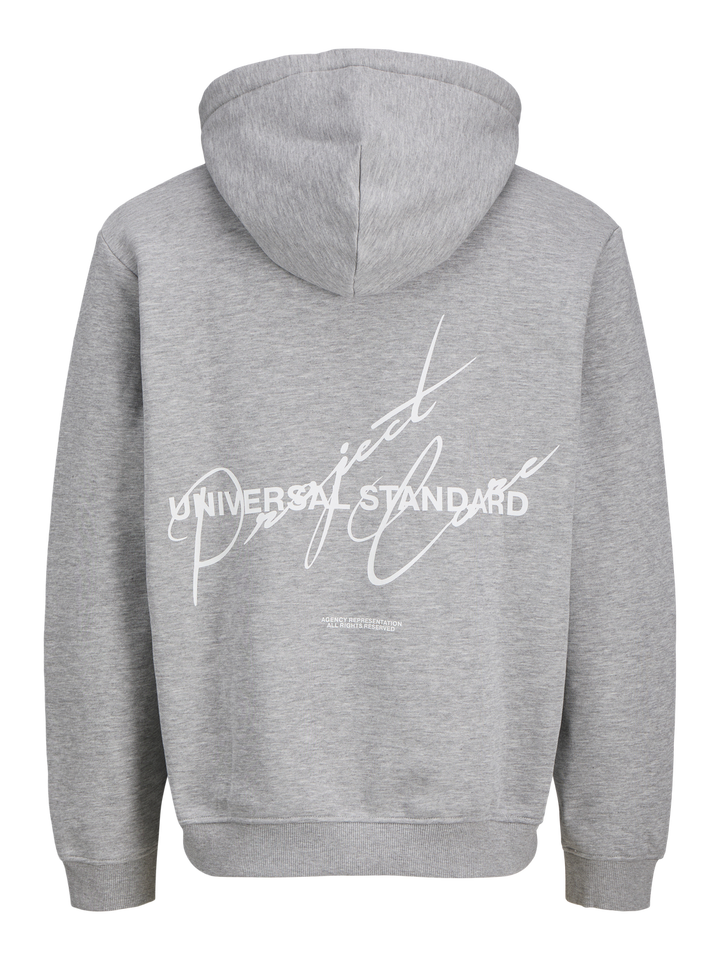 JACK & JONES LOOSE FIT LIGHT GREY MELANGE HOODIE - MENS SMALL