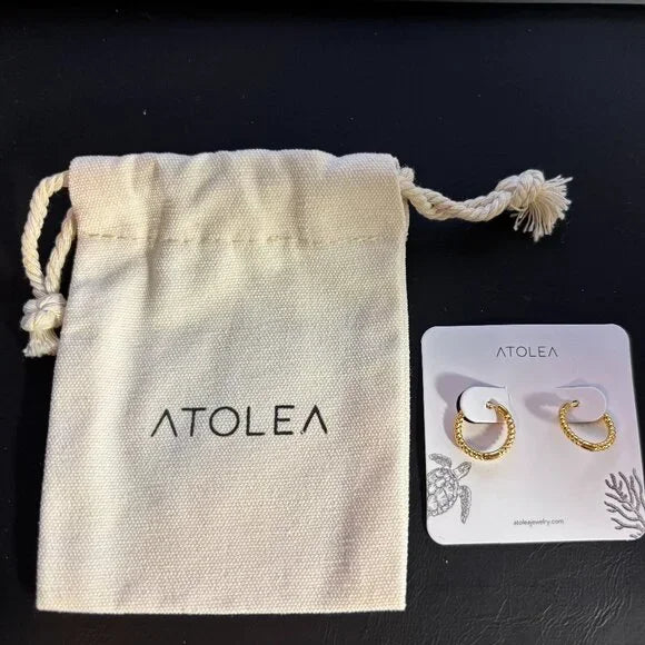 ATOLEA TWISTED HOOPS EARRINGS, STAINLESS STEEL - 18K PLATED