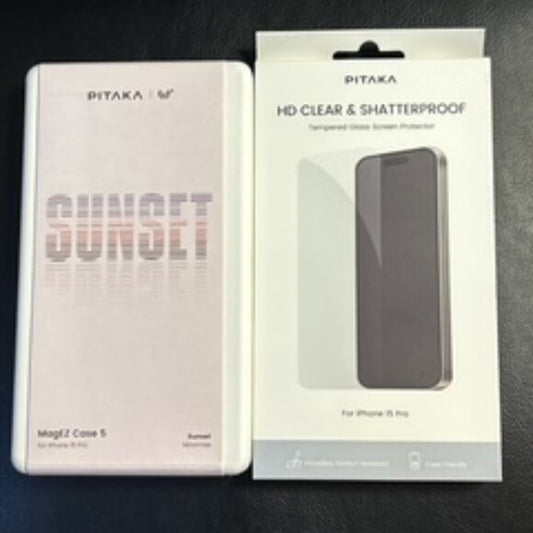 2 PIECE PITAKA IPHONE 15 PRO, CASE AND SCREEN PROTECTOR