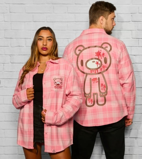 CAKEWORTHY GLOOMY BEAR FLANNEL SHIRT - 2XL - UNISEX