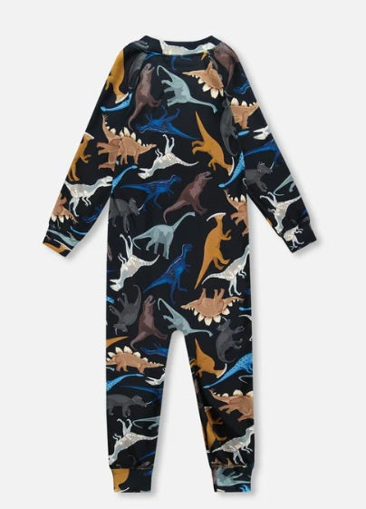 DEUX PAR DEUX - ONE-PIECE THERMAL UNDERWEAR - DINOSAURS - SIZE 8