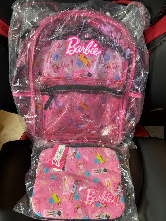 2PC BARBIE CLEAR BACK PACK & LUNCH BAG FROM OLD NAVY
