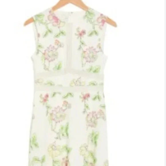 TED BAKER LONDON: DAMITA HANDKERCHIEF HEM DRESS IN LIGHT GREEN - SIZE 2 - NEW