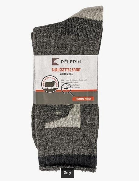 2 PAIR OF PELERIN - MEN'S SPORT SOCKS - SIZE 9-12