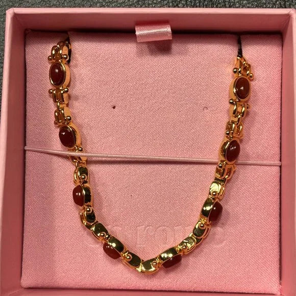 EN ROUTE TESS'S TREASURE CARNELIAN BRACELET, 6.3 - 6.9IN GOLD PLATED BRASS