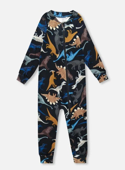 DEUX PAR DEUX - ONE-PIECE THERMAL UNDERWEAR - DINOSAURS - SIZE 8