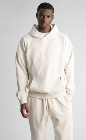 HOURS - MEN'S DROP SHOULDER HOODIE, VINTAGE BONE - XL