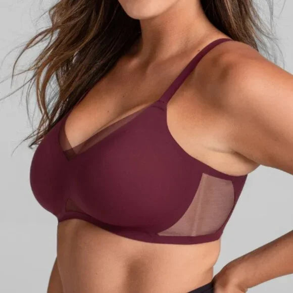 Honeylove Liftwear Crossovder Bra - FIG - Medium (with extender). Fits 36B-C NWT