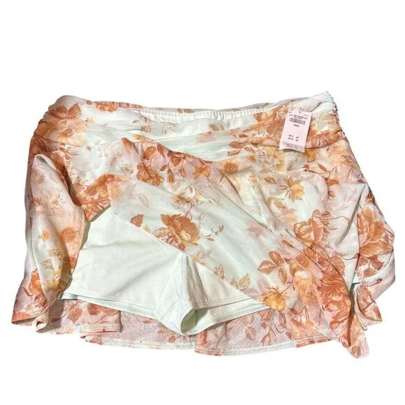 A&F MID RISE ASYMMETRICAL FLIRTY RUCHED MINI SKORT - LARGE - NEW