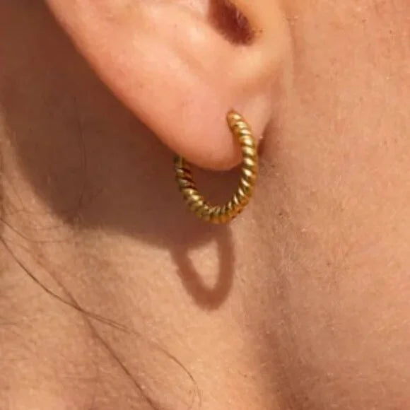 ATOLEA TWISTED HOOPS EARRINGS, STAINLESS STEEL - 18K PLATED