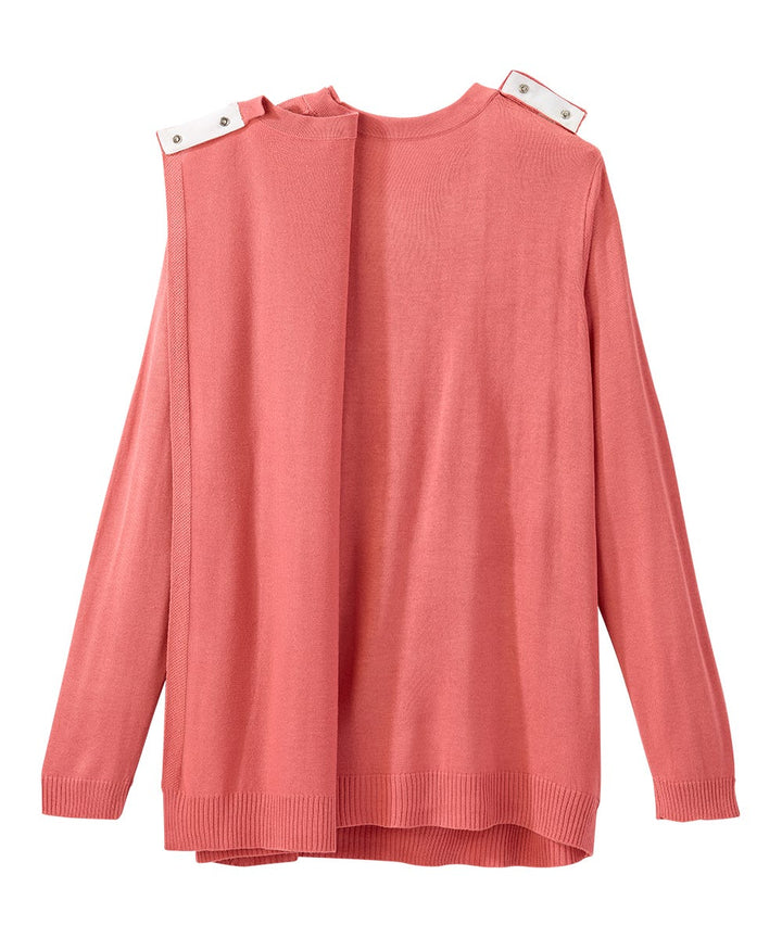 SILVERTS - WOMEN'S OPEN BACK STRIPE SWEATER - BEIGE & DUSTY PINK - MEDIUM