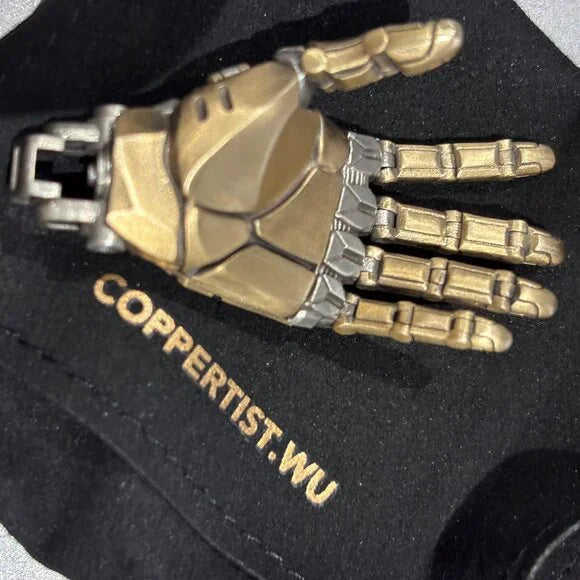 COPPERTIST.WU MECHANICAL MOVING HAND PENDANT IN WHITE BRONZE & BRASS - NEW