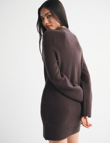 ABERCROMBIE & FITCH LONG-SLEEVE CARDIGAN MINI SWEATER DRESS - SMALL PETITE
