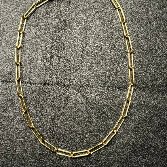 OAK AND LUNA LARGE PAPERCLIP CHAIN NECKLACE - GOLD PLATED (.925) 16-18 INCHES