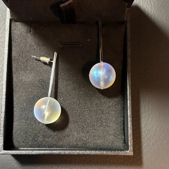 NOGU - RAINBOW WHITE MERMAID GLASS DROP EARRINGS - NWOT
