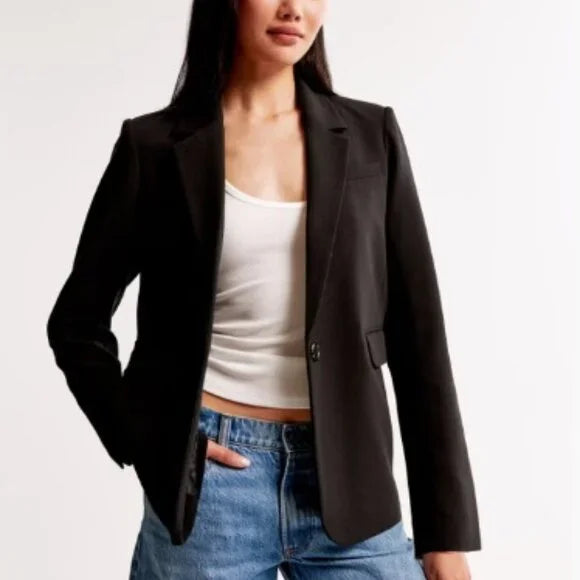 A&F CLASSIC SUITING BLAZER - BLACK - MEDIUM