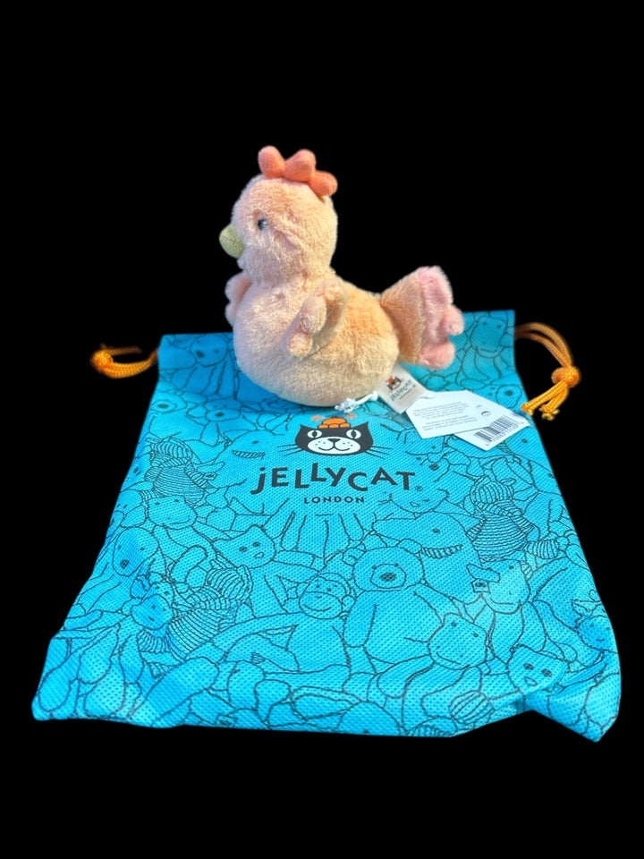 Jellycat London  Fluffy Chicken Plush Tiny 3.5"  with Bag NWT