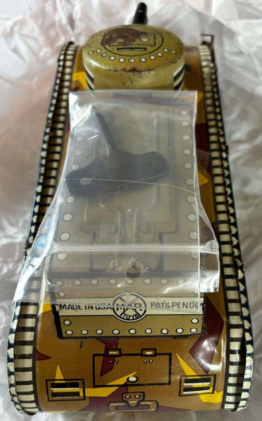 1930S Marx Sparkling Windup Doughboy Pop-up Tank Tin Lrg 10" Long with Key WORKS