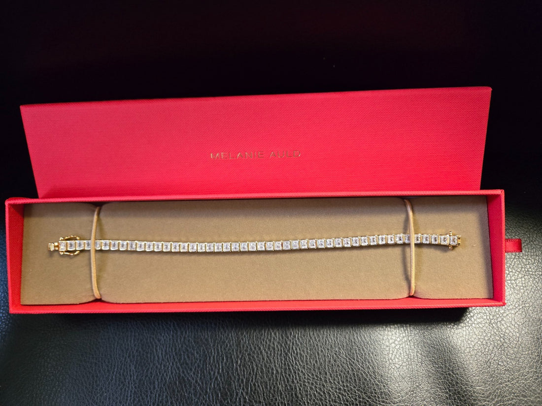 Melanie Auld 3x4mm Emerald Cut Tennis Bracelet Size 7.5" NEW