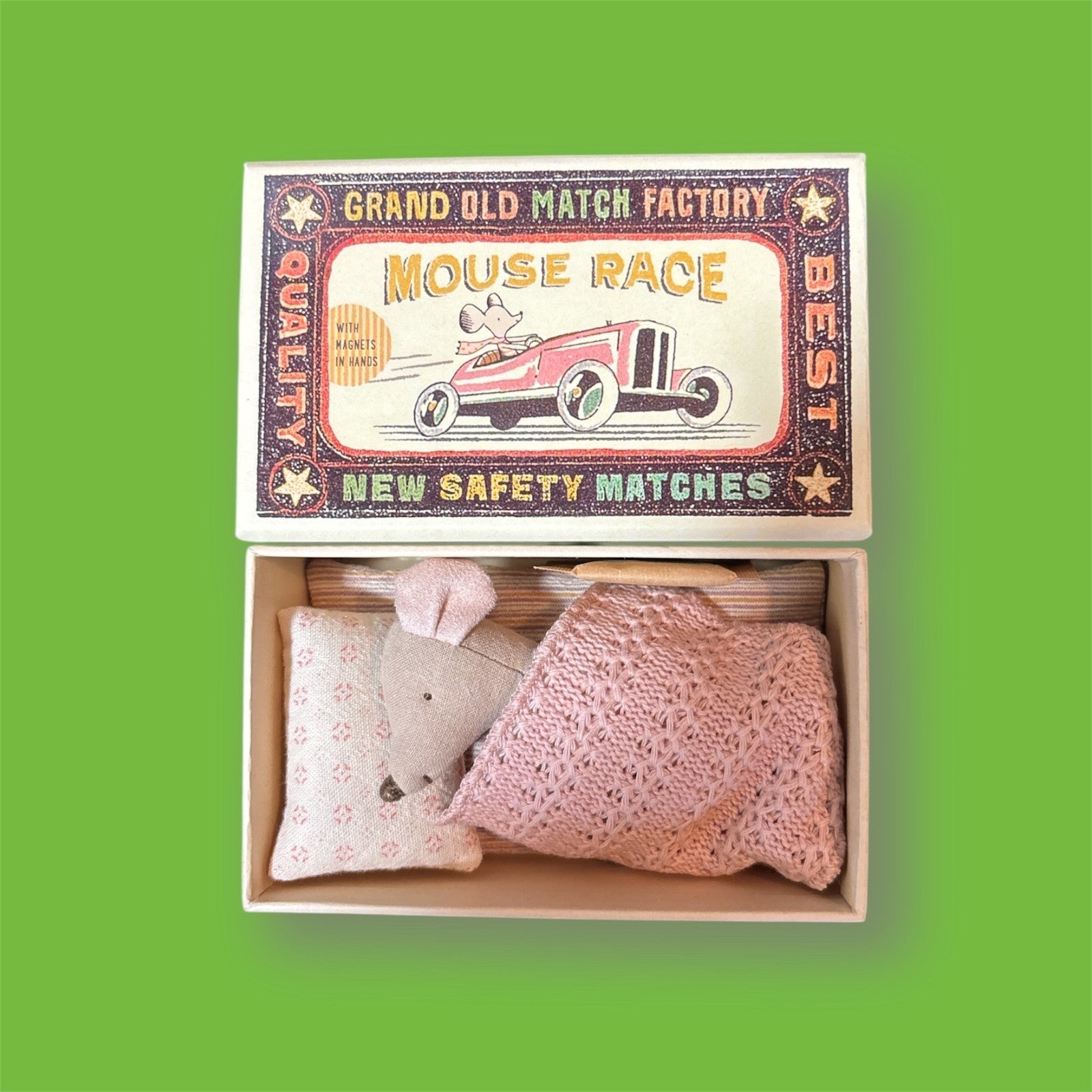 Maileg Little Sister Mouse in Matchbox with Magnetic Hands - NWT