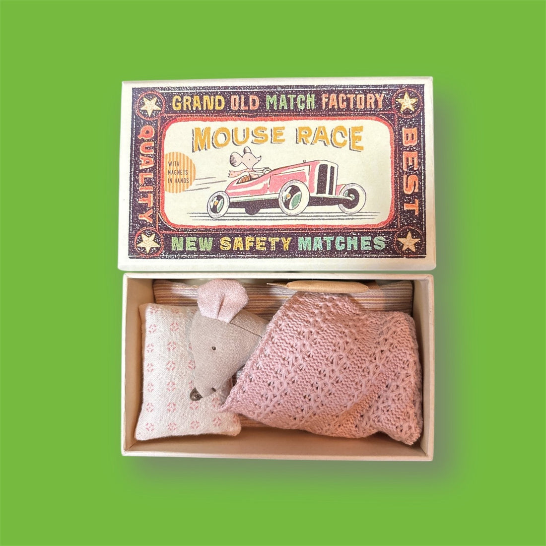 Maileg Little Sister Mouse in Matchbox with Magnetic Hands - NWT