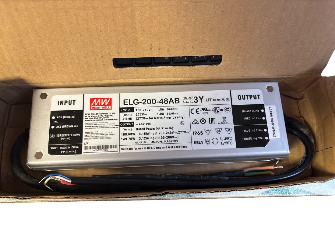 Mean Well ELG-240-48AB-3Y LED Driver for Parking lot Lights, 100-240VAC Q11
