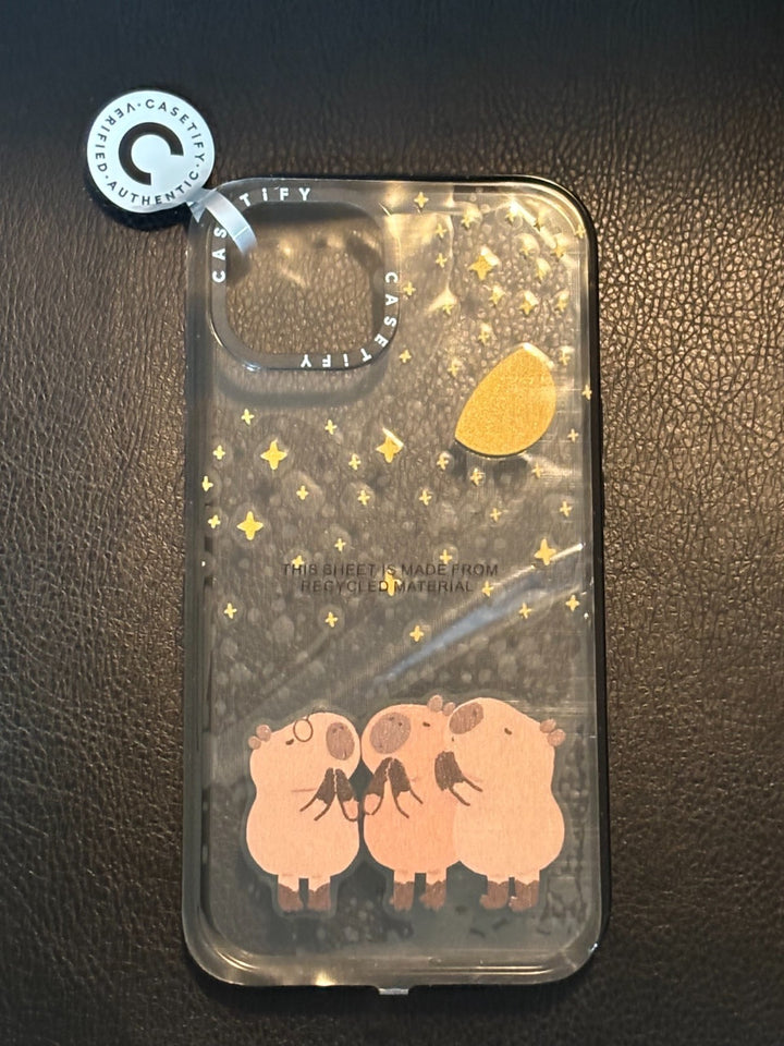 CASETIFY CLEAR WITH BLACK TRIM - WISHING CAPYBARA  - IPHONE 14