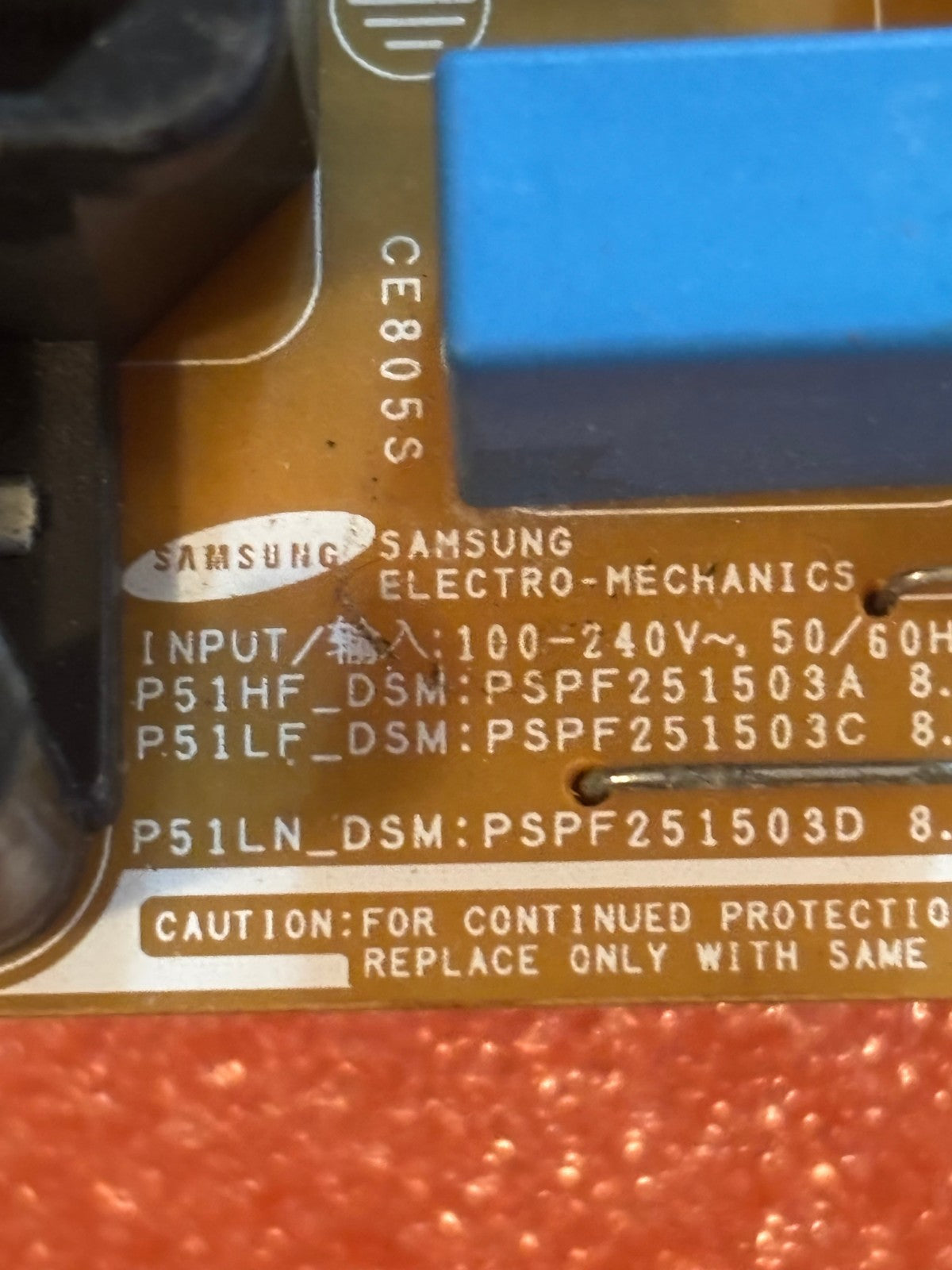 Samsung Power Supply Board BN44-00599A for PN51F4500AF, PN51F4500AFXZA (used)