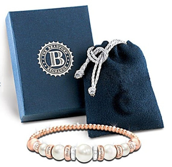 The Bradford Exchange "Pearls Of Serenity" Women’s Wellness Bracelet NEW