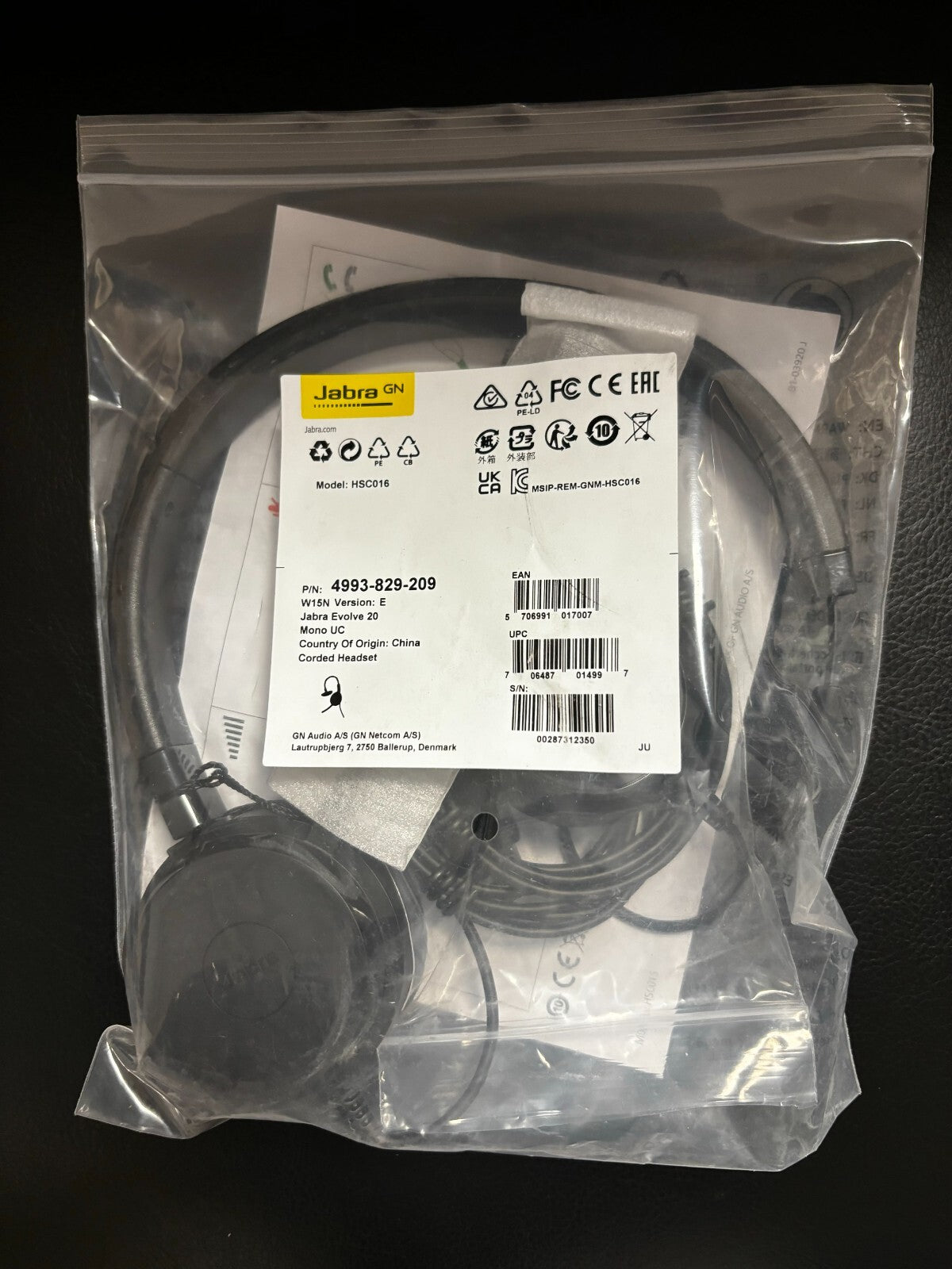 Jabra Evolve 20 Headset - Black (4993-829-209)