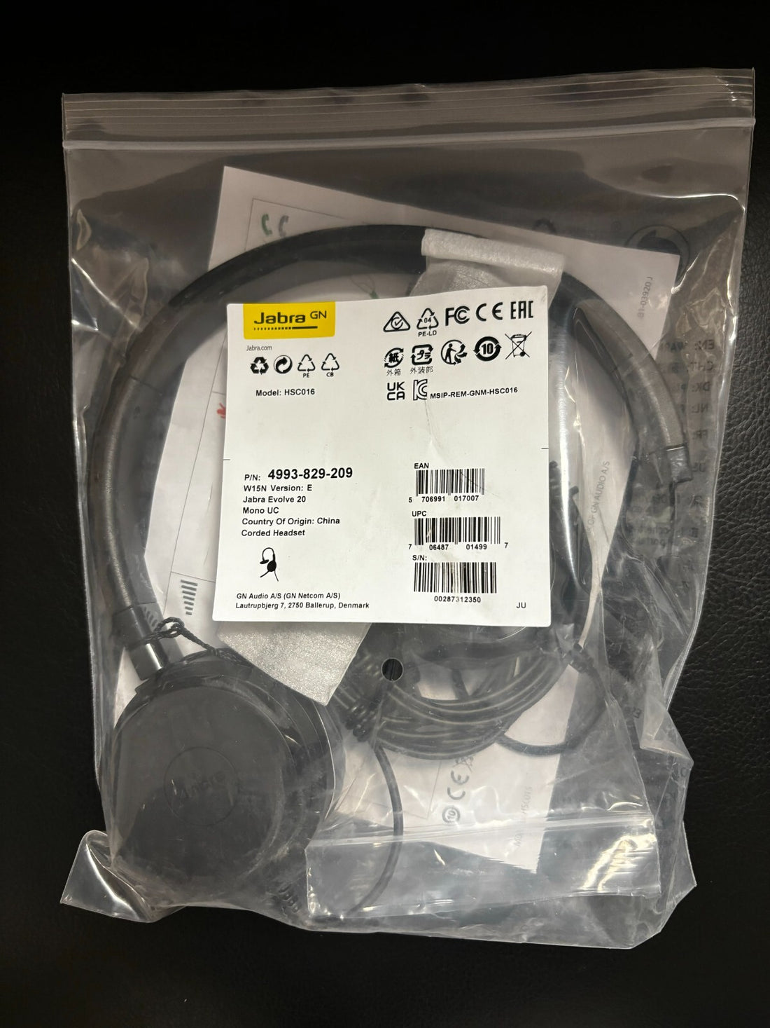 Jabra Evolve 20 Headset - Black (4993-829-209)