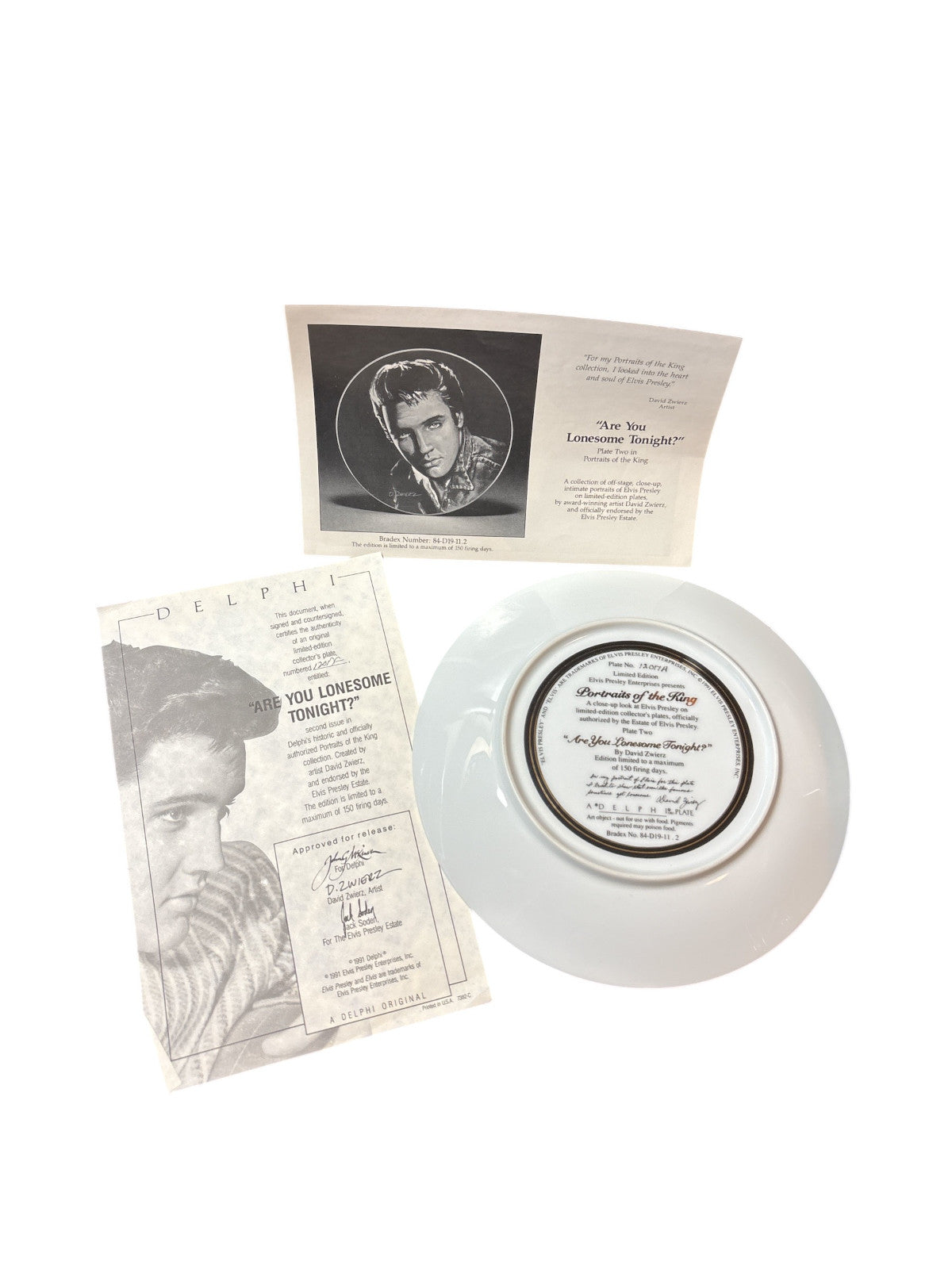 Bradex "Are You Lonesome Tonight?" Plate two in Portraits of a King - with docs.