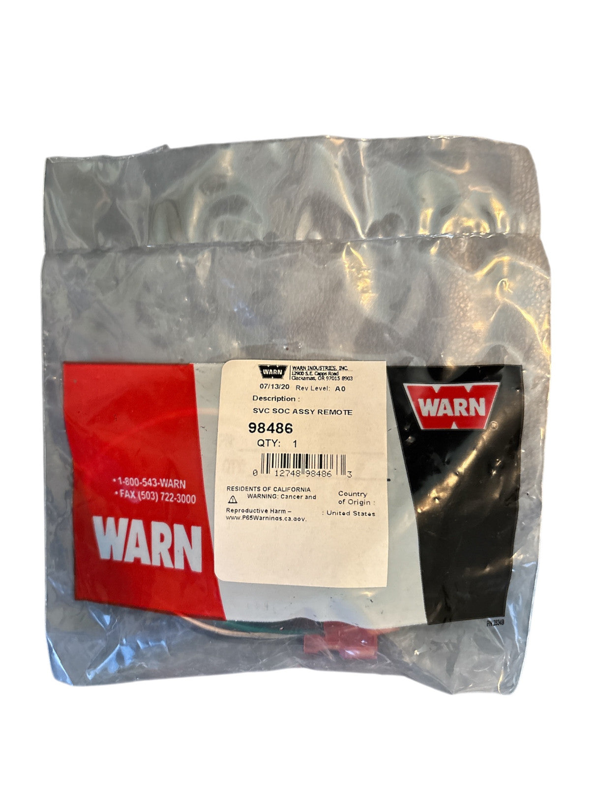 WARN 98486 Replacement Remote Control Female Socket Receptacle Winch Harness NEW