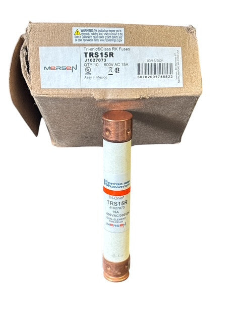 Mersen TRS15R 600V 15A 5X13/16 Time Delay Fuse, J1027073 (10 PACK)
