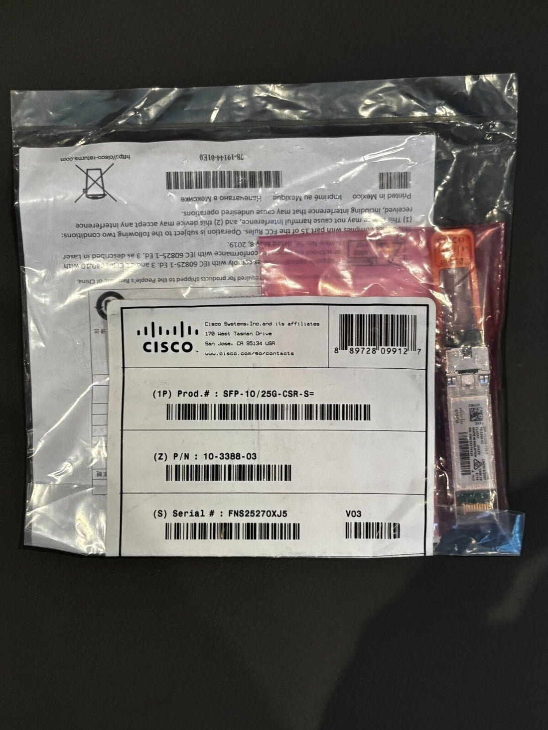 Original Cisco SFP-10/25G-CSR-S With Holograms - NEW