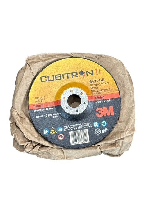 3M CUBITRON II Grinding Wheel 64314-q 6in x 1/4 in x 7/8 in NEW