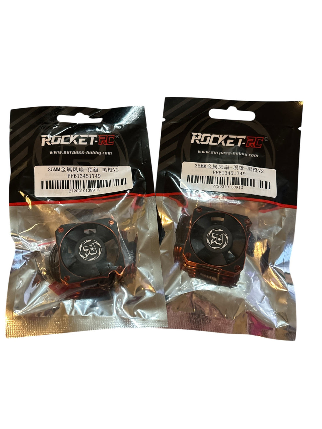 2 PACK Rocket RC Cooling Fan 35x35mm Metal Fan - Top Grade - Black Orange V2 NEW