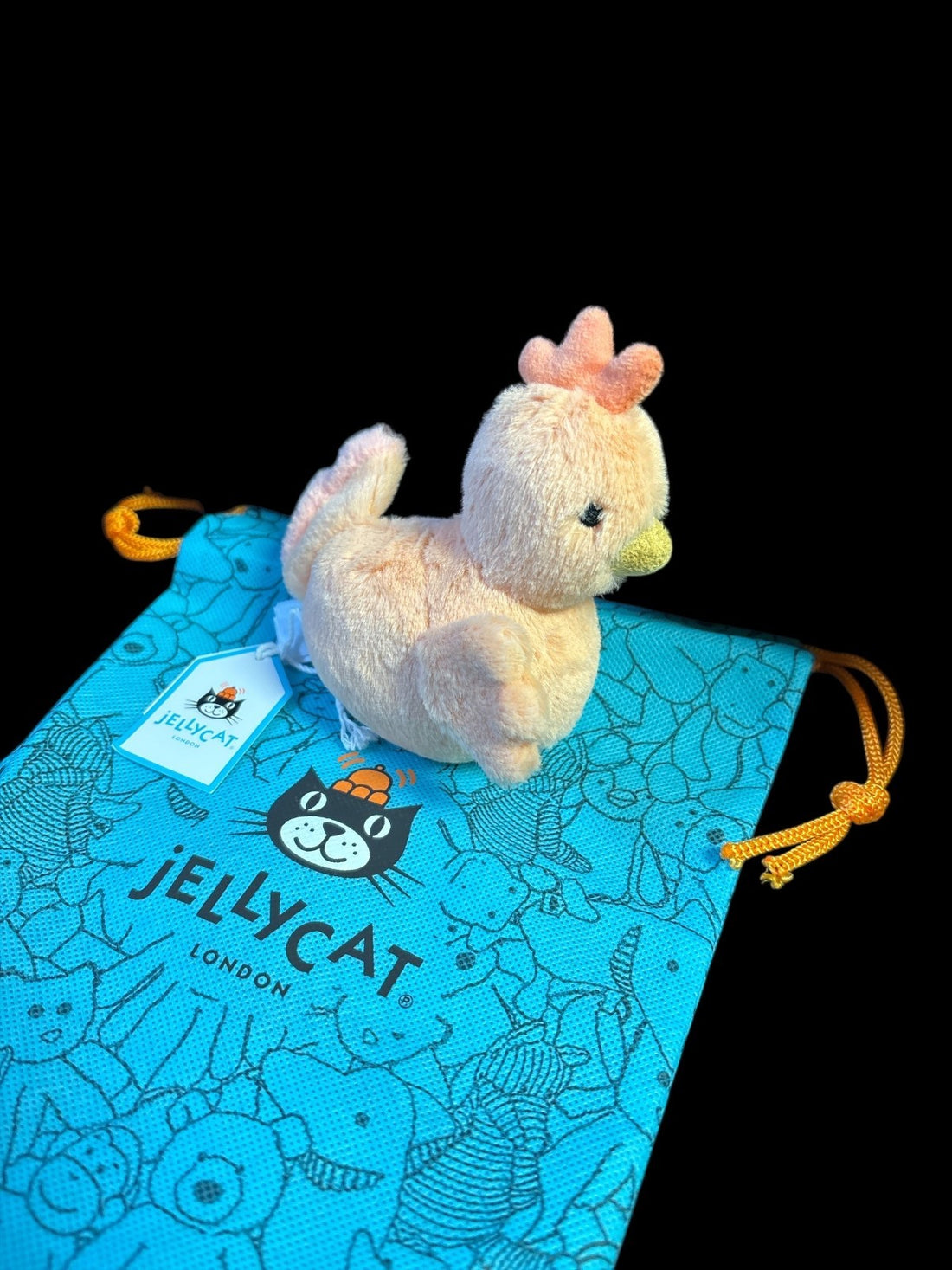 Jellycat London  Fluffy Chicken Plush Tiny 3.5"  with Bag NWT