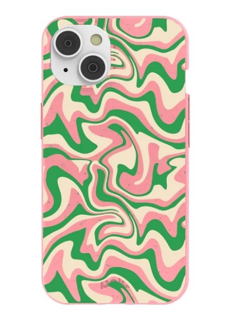 Pela iPhone 14 Case - Bubblegum Pink Funky Waves - NEW
