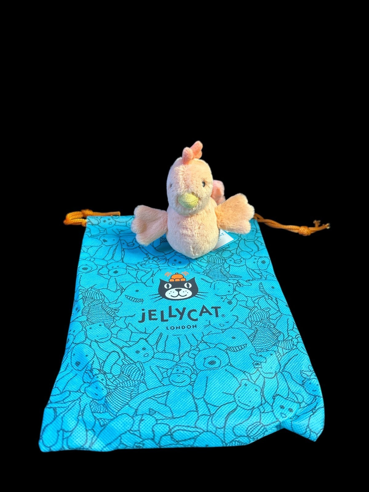 Jellycat London  Fluffy Chicken Plush Tiny 3.5"  with Bag NWT