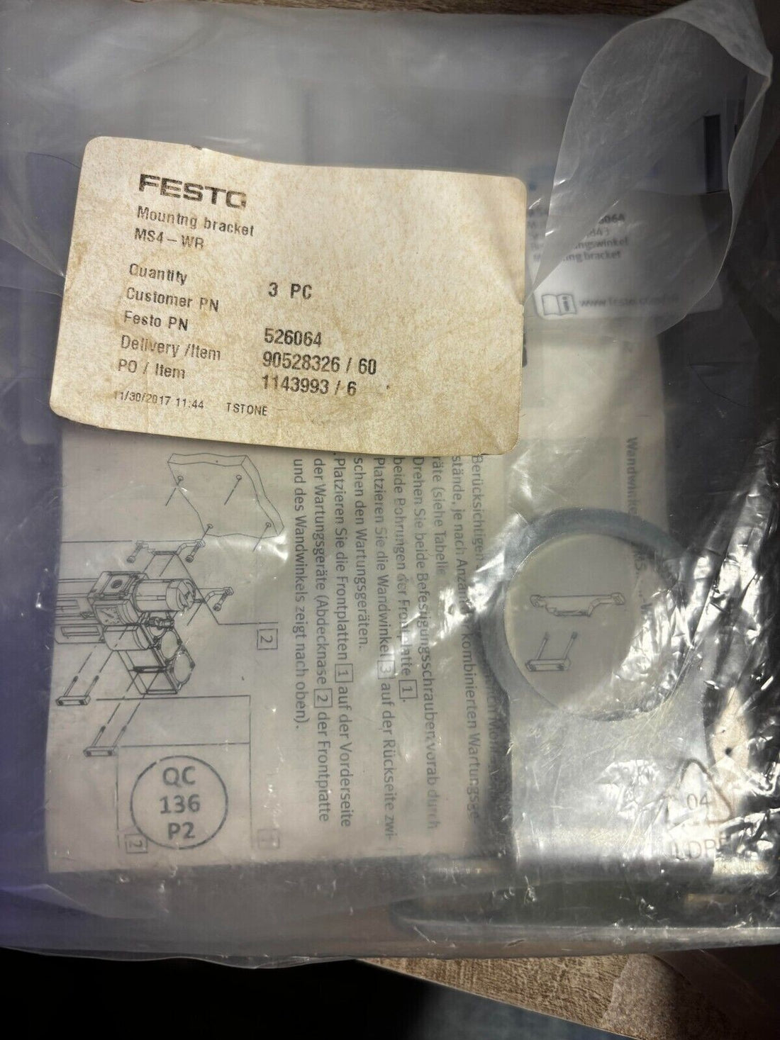 3PC NEW FESTO MS4-WR 526064 MOUNTING BRACKET MS4-WR