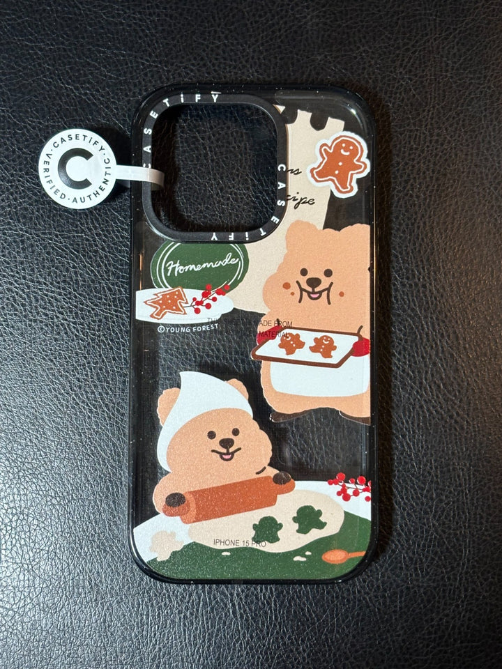 CASETIFY CLEAR WITH BLACK TRIM - COOKIES WITH KKOTKA  - IPHONE 15 PRO