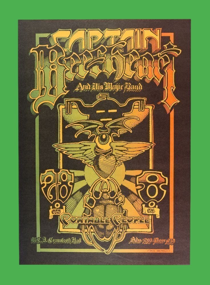 1972 AOR-4. 125 Rick Griffin Captain Beefheart Crawford Hall Poster NEAR MINT